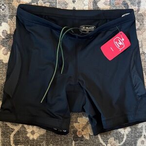 SUGOI Black Cycling Shorts with Neon Lime Drawstring